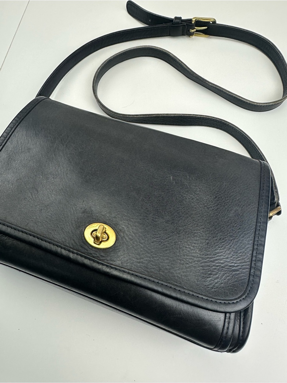 Coach Vintage Ridgefield Flap Black Leather Suede Crossbody Buckle Bag Late 90s - Picture 2 of 13